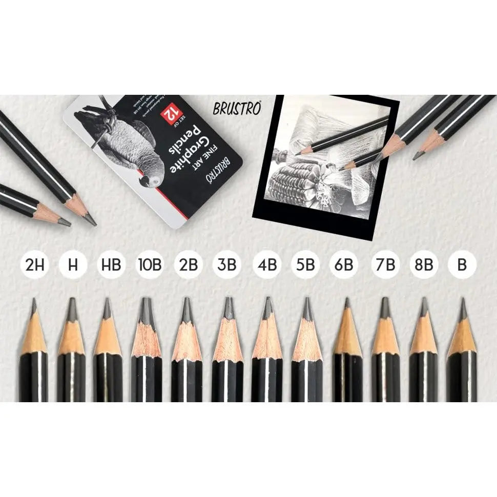 Brustro Artist Graphite Pencil Set Of 12 Brustro